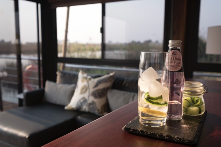 Refreshments prepared in the Namushasha River Villa lounge