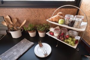 Breakfast platter in the private river villa kitchen