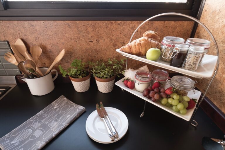 Breakfast platter in the private river villa kitchen