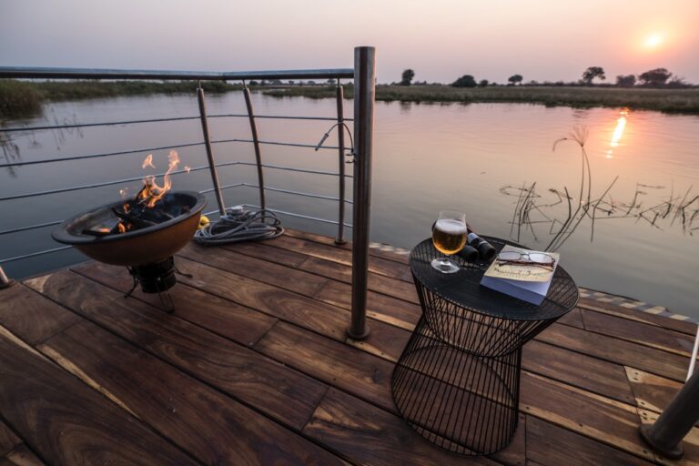 Evening refreshments on the Namushasha River Villa deck