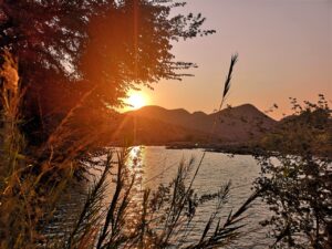Sunset over the Kunene River at Omarunga Epupa-Falls Camp