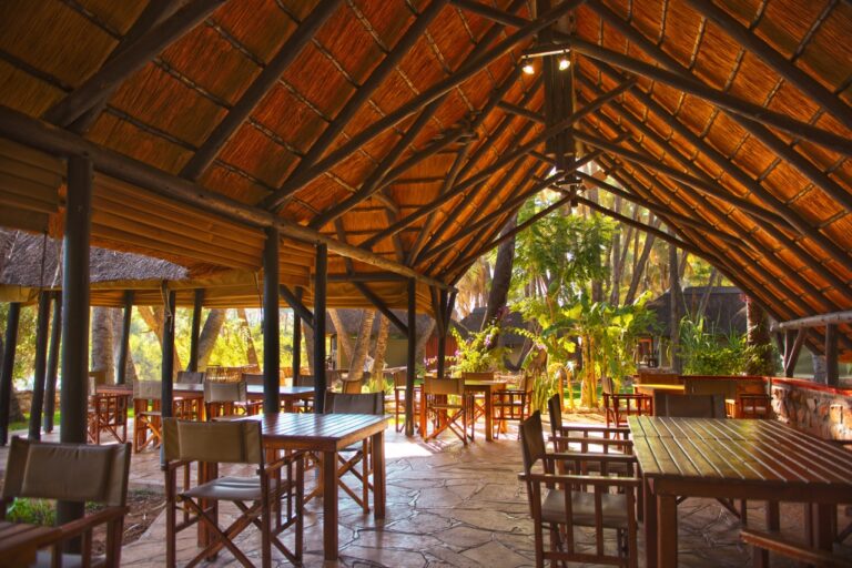Covered restaurant at Omarunga Epupa-Falls Camp