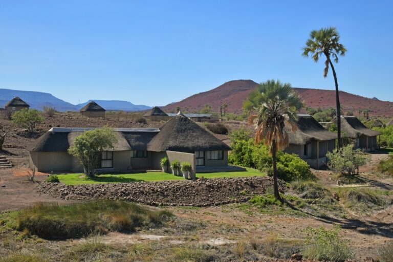 Overview of Palmwag Lodge accommodation in rocky Damaraland