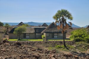 Palmwag Lodge bungalows in the Damaraland landscape