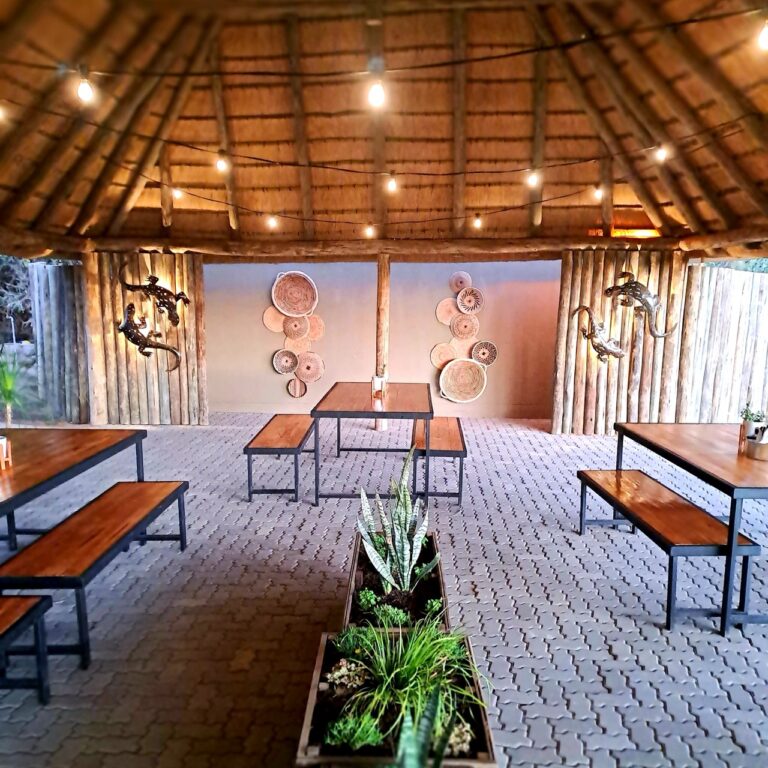 Open dining space at Palmwag Lodge in Namibia