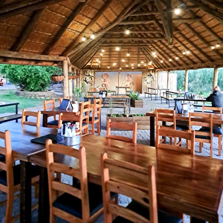 Restaurant seating at Palmwag Lodge accommodation