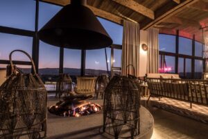 Fireplace lounge at The Desert Grace near Sossusvlei