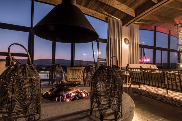 Fireplace lounge at The Desert Grace near Sossusvlei