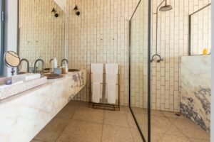 Walk-in shower at The Desert Grace accommodation