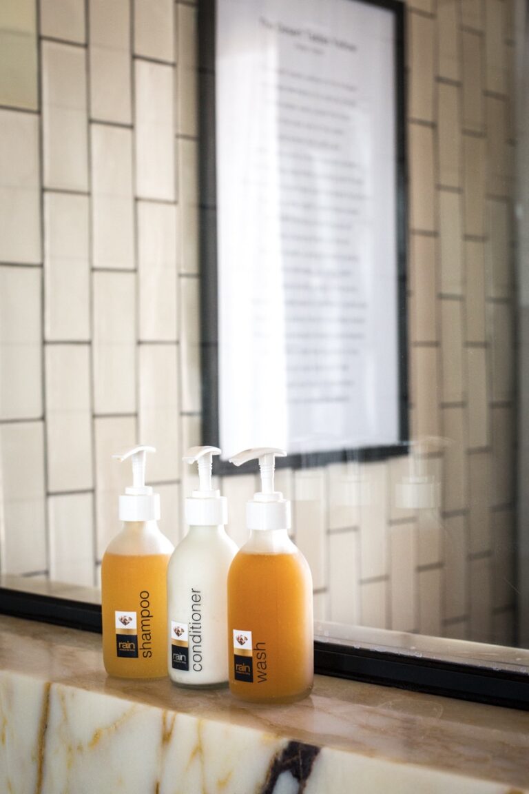 Bathroom toiletries at The Desert Grace lodge