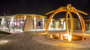 Sculptural entrance feature at The Desert Grace
