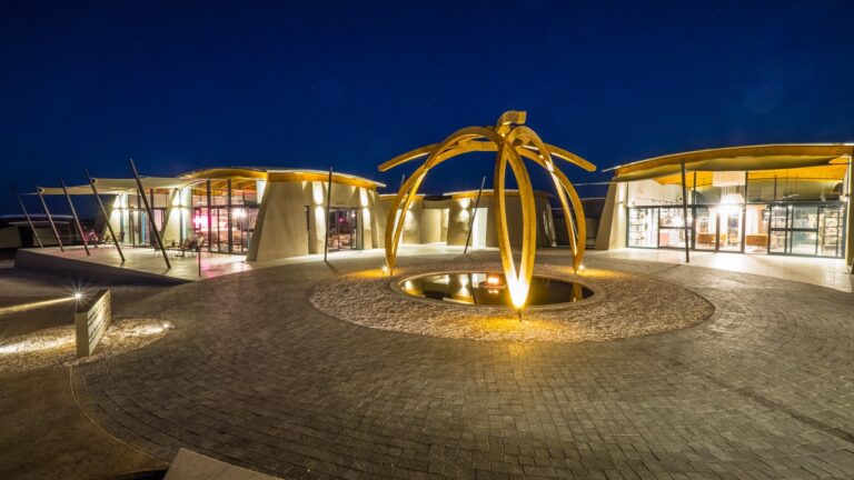 The Desert Grace central courtyard in the evening