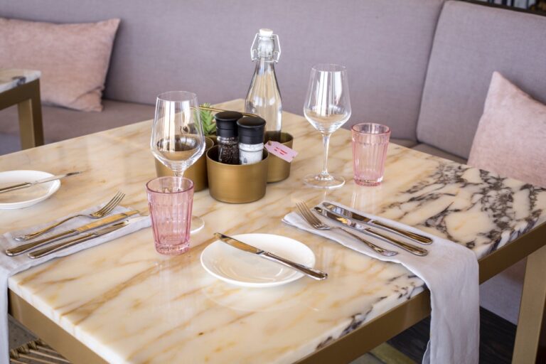 Restaurant place setting at The Desert Grace