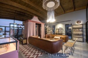 Lounge and retail area at The Desert Grace lodge