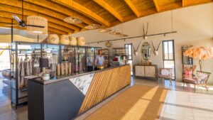 Reception and shop area inside The Desert Grace