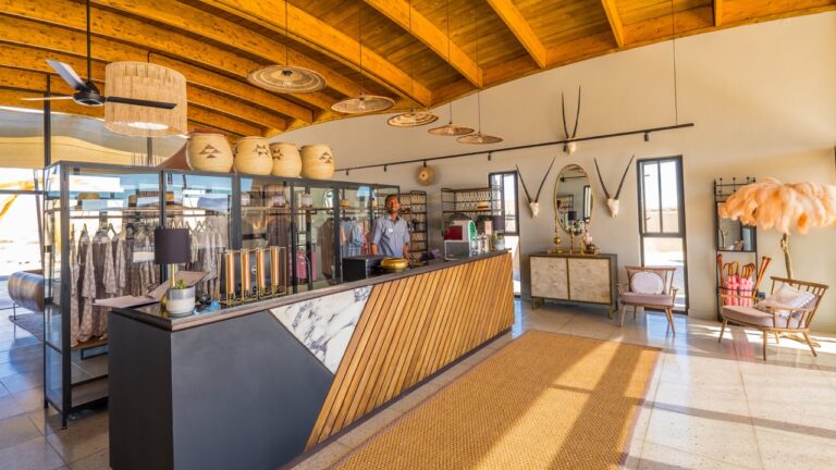 Reception and shop area inside The Desert Grace
