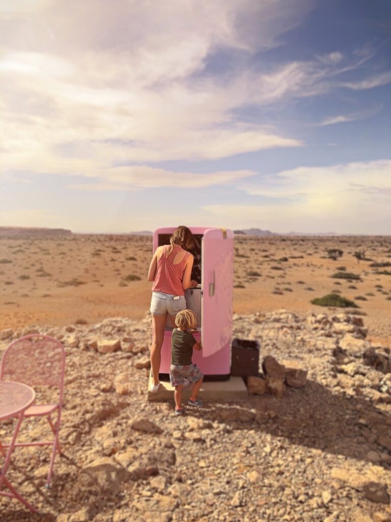 Couple enjoying the desert scenery near The Desert Grace