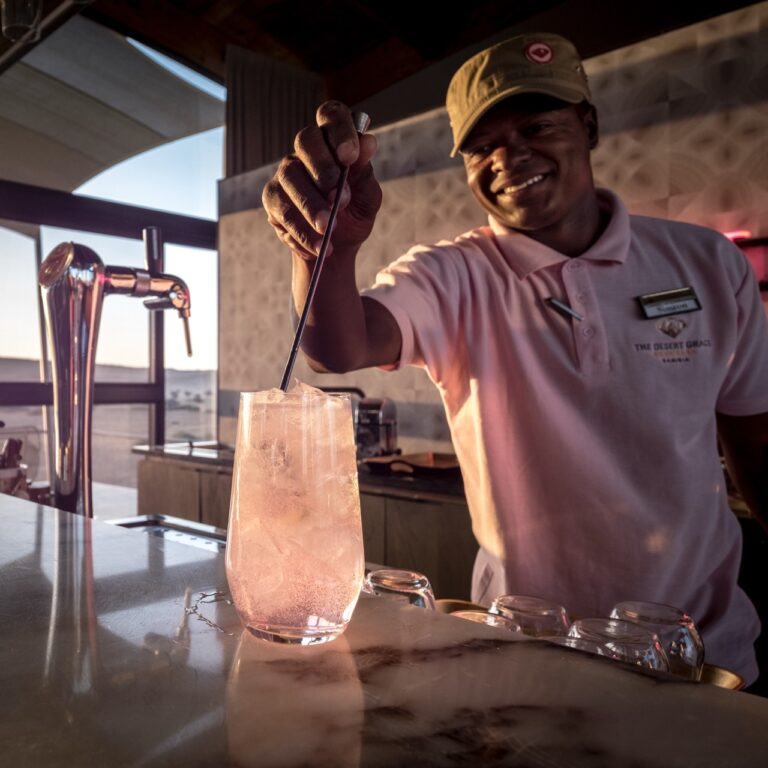 Bartender preparing drinks at The Desert Grace