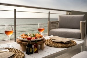 Private dining setup at the Swakopmund beachfront accommodation