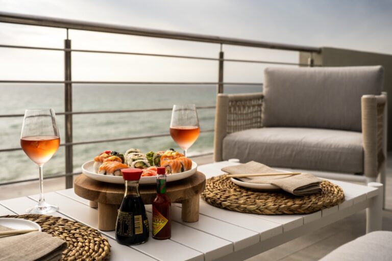 Private dining setup at the Swakopmund beachfront accommodation
