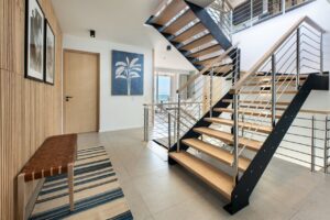 Contemporary staircase inside The Pearls Beach Pods
