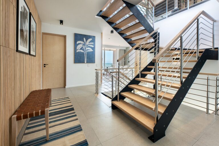 Contemporary staircase inside The Pearls Beach Pods