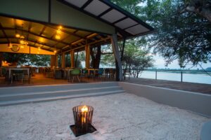 Fire lantern on the Zambezi Mubala Lodge riverside deck