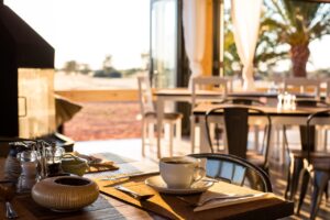 Restaurant table at Kalahari Anib Lodge accommodation