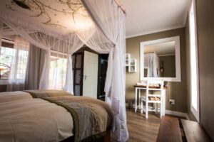 En-suite double room at Kalahari Anib Lodge