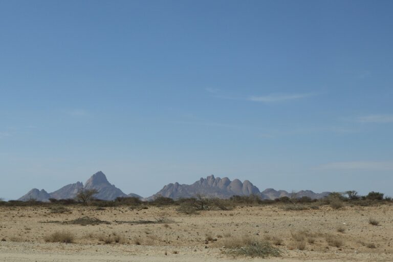 Spitzkoppe peaks rising above the open Namib gravel plains