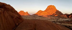Spitzkoppe granite peaks glowing in warm evening light