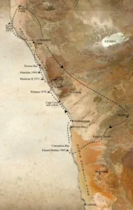 Supplier route map for the four-day Skeleton Coast Safari