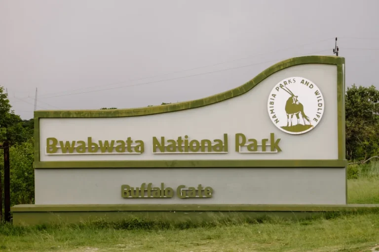 Bwabwata National Park Buffalo Gate entrance sign