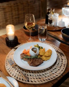 Plated dinner at Damaraland Camp