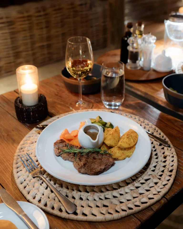 Plated dinner at Damaraland Camp