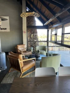 Seating and dining space inside Grootberg Lodge