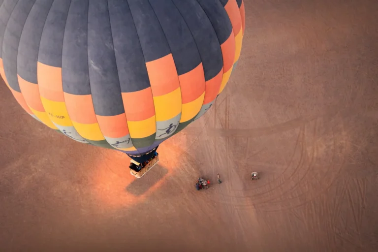 Colourful hot-air balloon above the Namib Desert