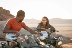 Guests on a guided quad-bike outing near Little Kulala